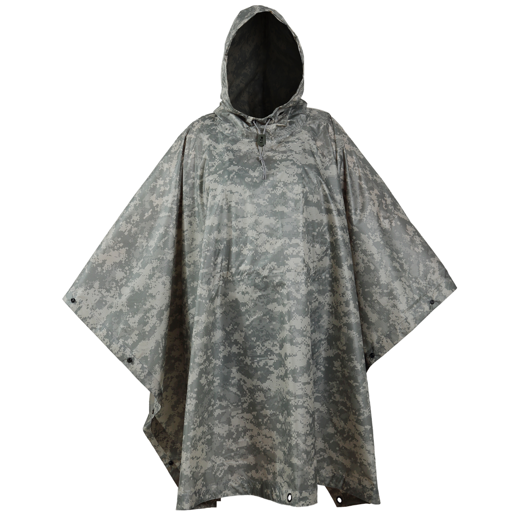 USGI Industries Military Spec Rain Poncho - Emergency Tent, Shelter, Multi  Use Rip Stop Camo Survival Rain Poncho