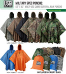 USGI Industries Military Spec Rain Poncho - Emergency Tent, Shelter, Multi Use Rip Stop Camo Survival Rain Poncho