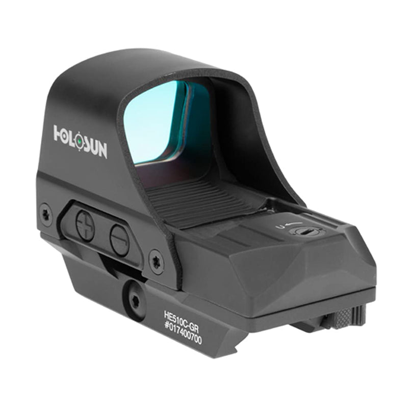 HOLOSUN HE510C-GR / HS510C Multi-Reticle 2 MOA Dot & 65 MOA Circle Open Reflex Sight for Long Guns - Solar FailSafe Shake-Awake Waterproof Sight with 12 Brightness Settings - Red/Green Dot Options