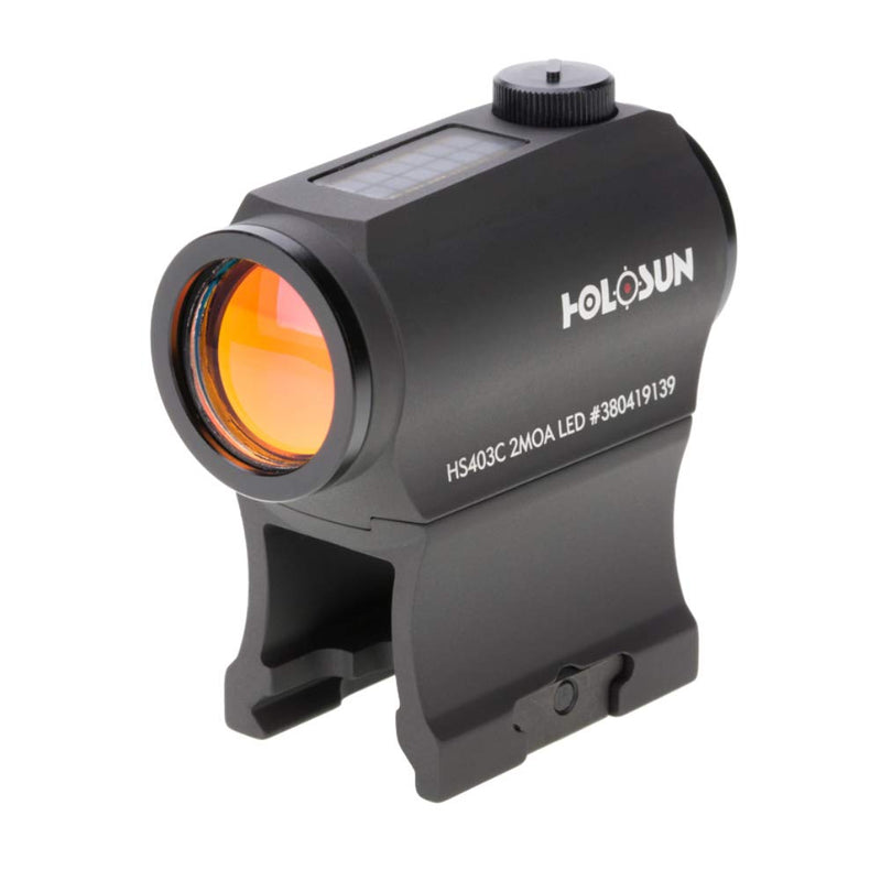 HOLOSUN HS403C / HE403C-GR 2 MOA Dot Micro Sight for Rifles - Solar FailSafe Super LED Durable Waterproof Aluminum Sight with Multilayer Reflective Glass & 12 Brightness Settings - Red/Green Options