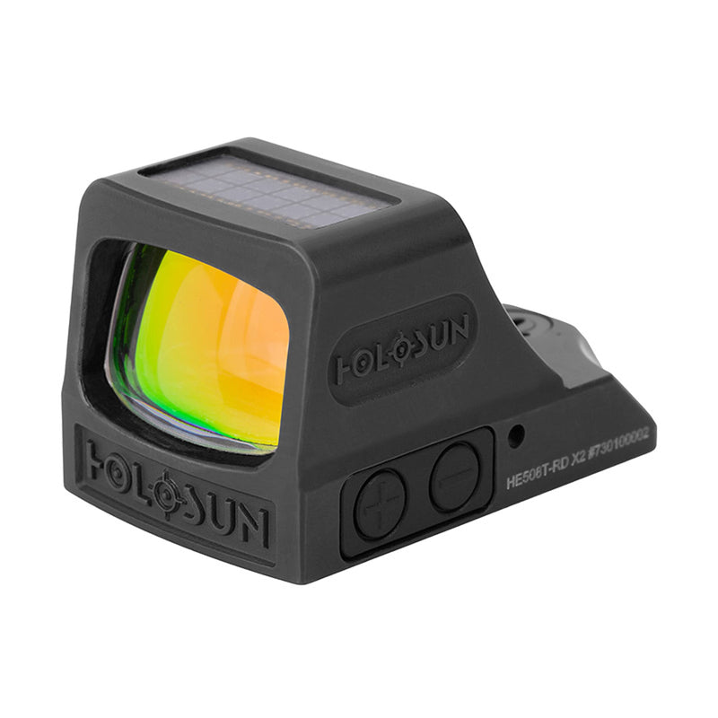 HOLOSUN HE508T X2 Multi-Reticle 2 MOA Dot & 32 MOA Circle Open Reflex Pistol Sight - Solar Failsafe Shake-Awake Durable Titanium Handgun Sight with Multilayer Reflective Glass - Green/Red Dot Options