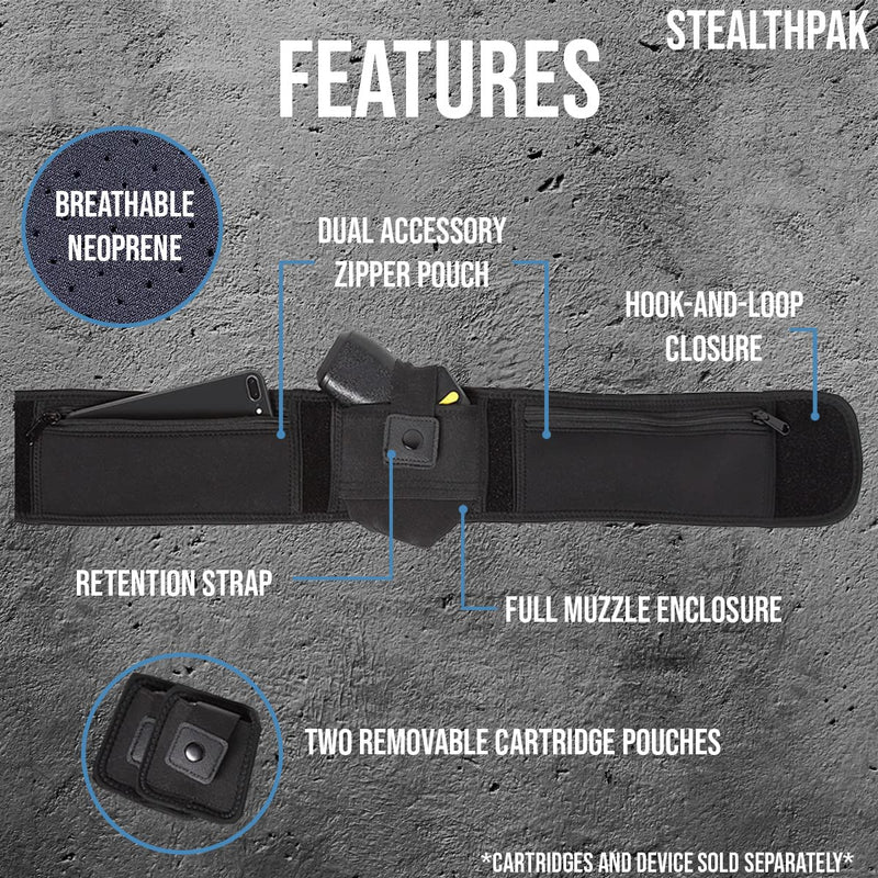 StealthPack Carry Waist Band Holster for TASER Pulse and Pulse+. Versatile Carry Solution, Every-Day-Carry, Running, Walking, and Physical Activity.