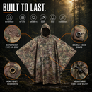 USGI Industries Military Spec Rain Poncho - Emergency Tent, Shelter, Multi Use Rip Stop Camo Survival Rain Poncho